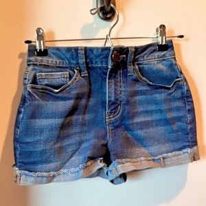 Blue denim shorts